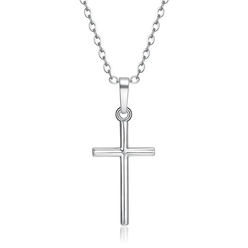 LATS Female Cross Pendants Gold Crystal Jesus Cross Pendant Necklace Jewelry For Women Men