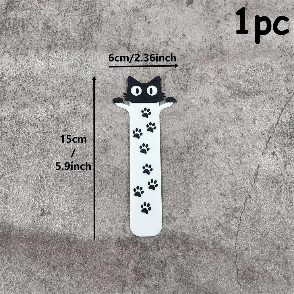 2D Acrylic Flat Black Cat Head and Paw Bookmark Is Perfect for Giving To Cat Lovers, Students, Teachers, Readers and Book Lovers