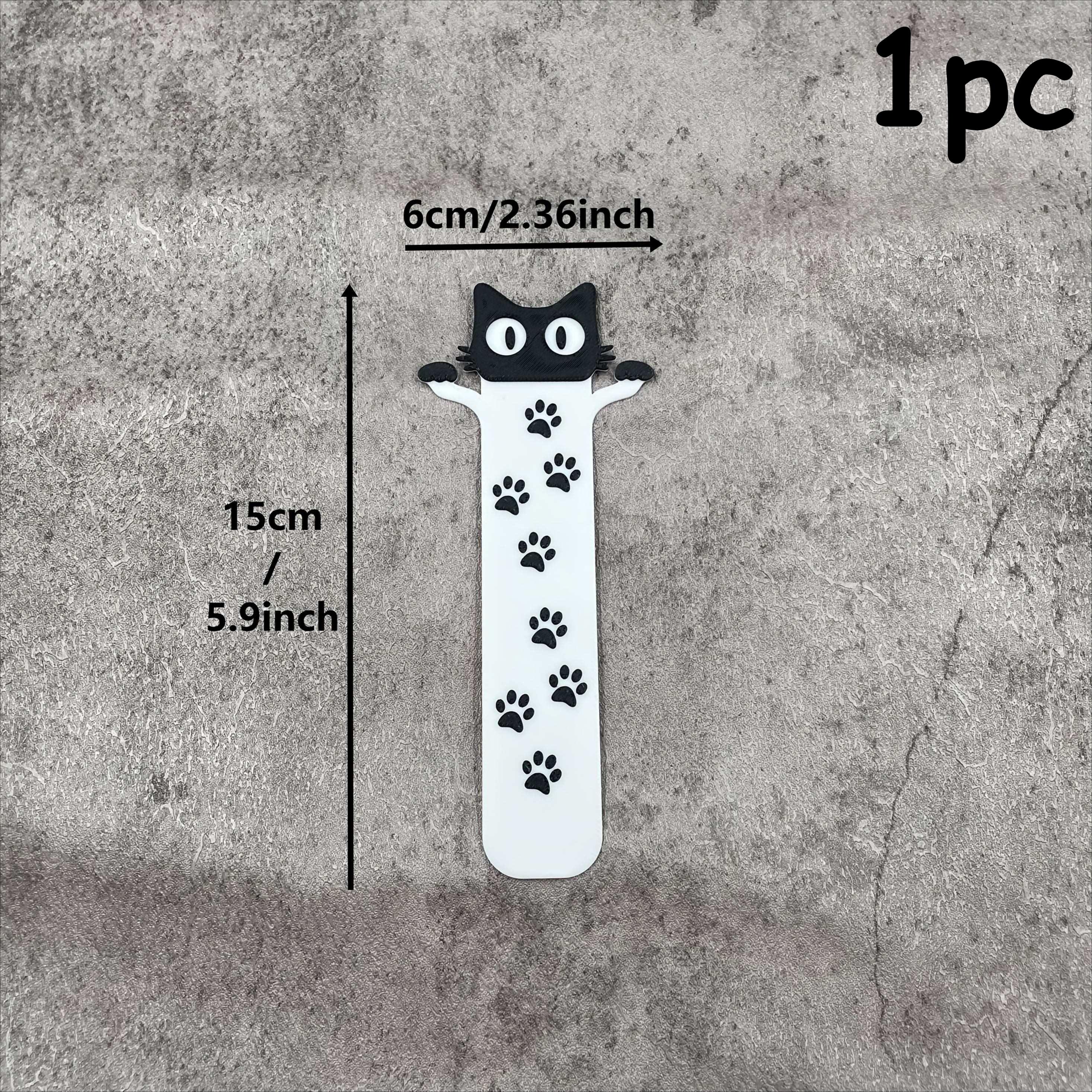 

2D acrylic flat black cat head and paw bookmark is perfect for giving to cat lovers, students, teachers, readers and book lovers