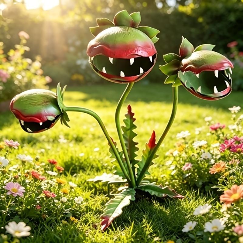 Fun Meat Garden Plaque, Garden Decor for Outside, D Terrifying Painted Metal Garden Vegetable Climbing Structure, Garden And Lawn Decoration Plaque