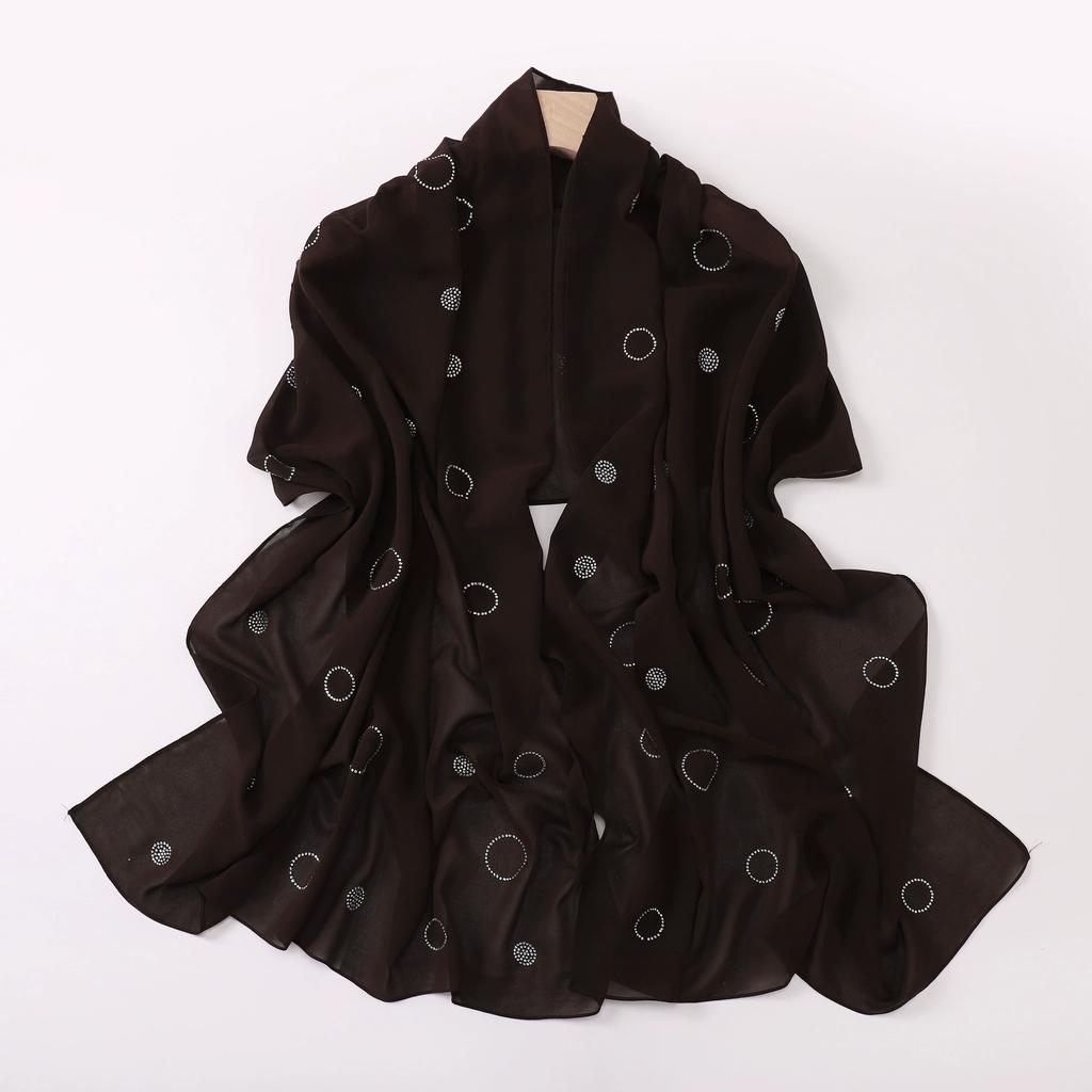 Diamond Pearl Chiffon Hijabs For Women Muslim Fashion Long Shawl Head Wrap For Women Turbans For Women Ramadan Turban Femme