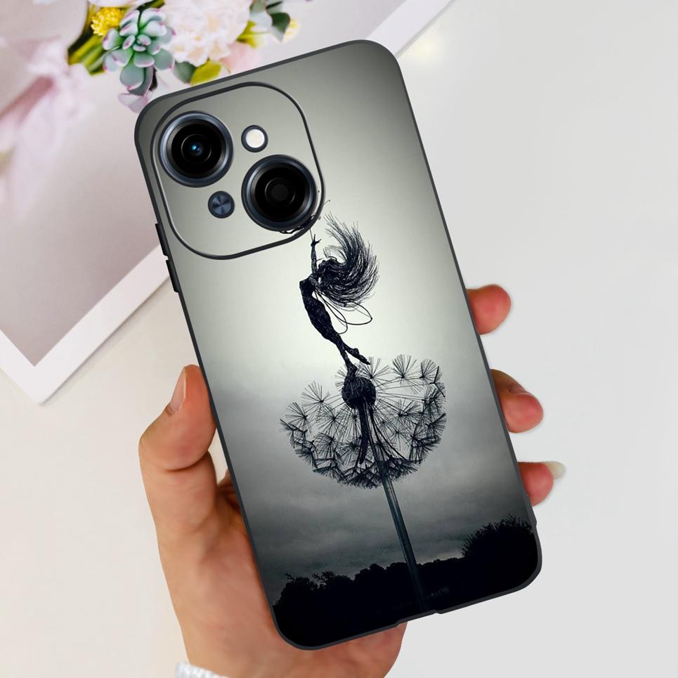 Flower Butterfly Women Fashion Back Cover For Tecno Spark GO 1 Spark GO 2025 Phone Funda Black Matte Soft TPU Silicone