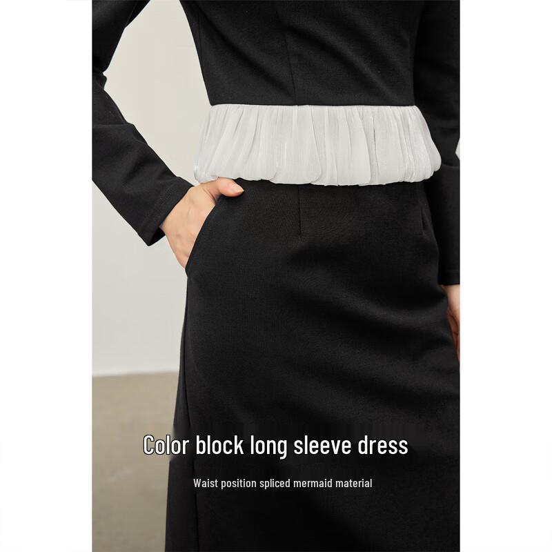 

Shangdpubila Faux Two-Piece Color Block Midi Dress XL