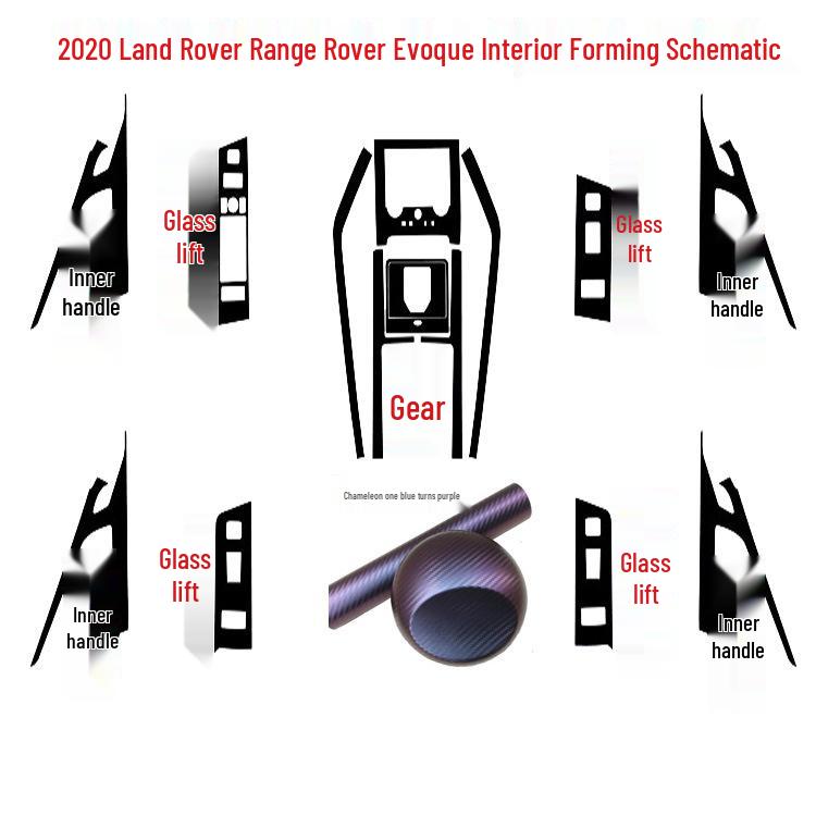 2020 Range Rover Evoque Carbon Fiber Interior Film: Scratch-Resistant Console & Door Gear Sticker