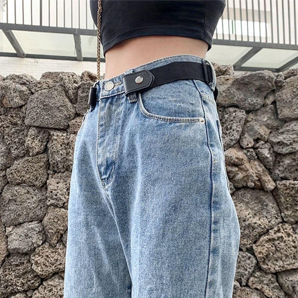 2Pcs Adjustable Buckle-Free Belt Easy To Wear Stretch Elastic Waist Band  Jean Pants Dress
