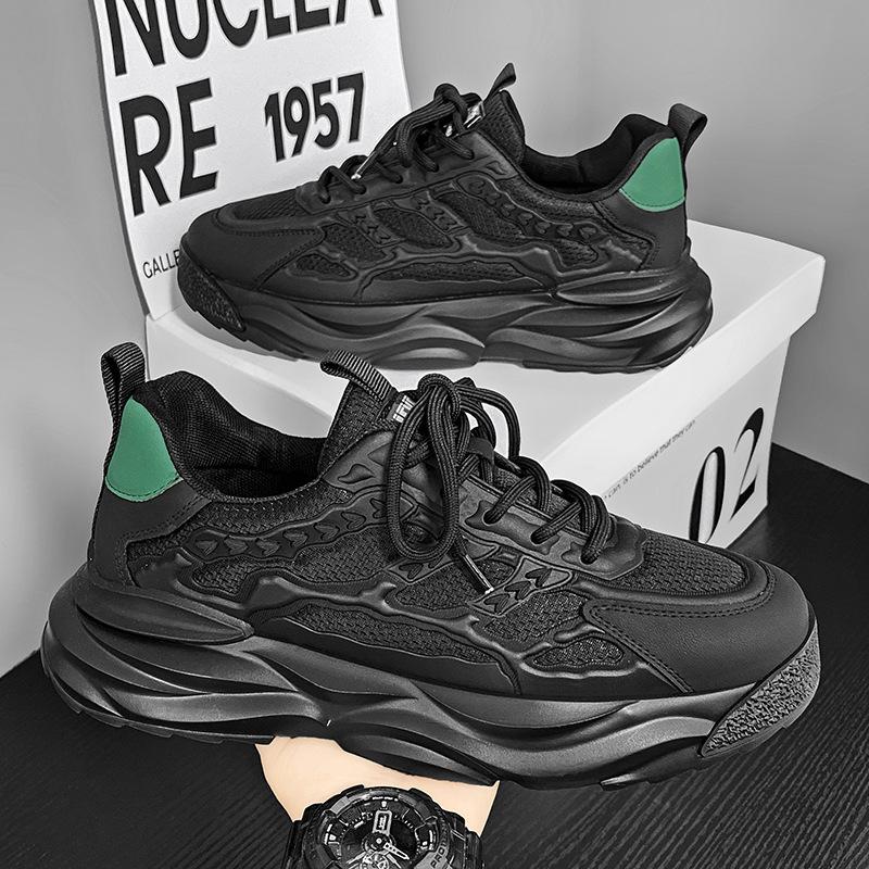 

2025 four-season fly-woven breathable thick-soled heightening dad shoes, youth tide with tooling, sports and leisure running shoes tide 39 білий