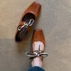 Sheepskin Version~ Square Head Retro Lace-up Ballet Shoes Women's Skirt Literary Mary Jane Small Leather Shoes Thick Heel Single Shoes