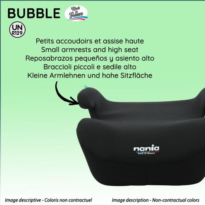 Siège auto réhausseur - NANIA - Bubblefix - Groupe 3 - Isofix - I-Size - 126-150 cm - Noir