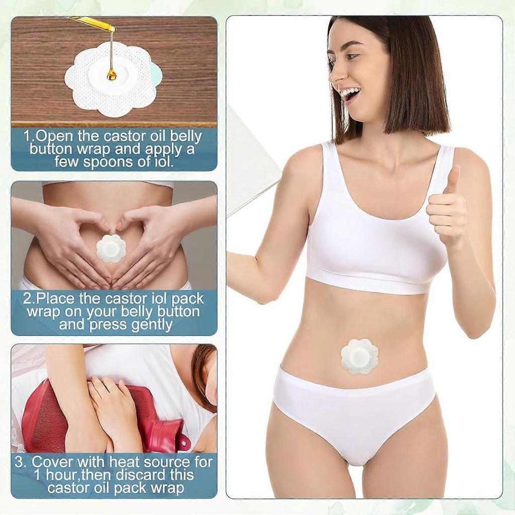 2025 Latest Model  50Pcs Self-Adhesive Castor Oil Patches,Castor Oil Pack Wrap