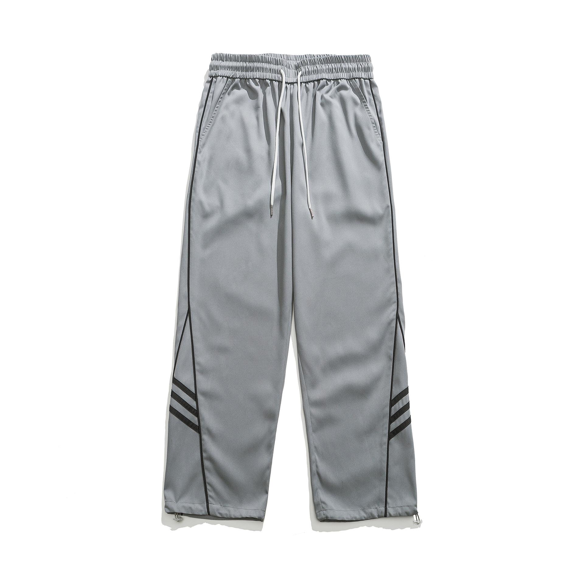 

Мужские полосатые коллекционные брюки, мужские свободные прямые спортивные повседневные брюки, летние американские модные брендовые брюки XXXL серый