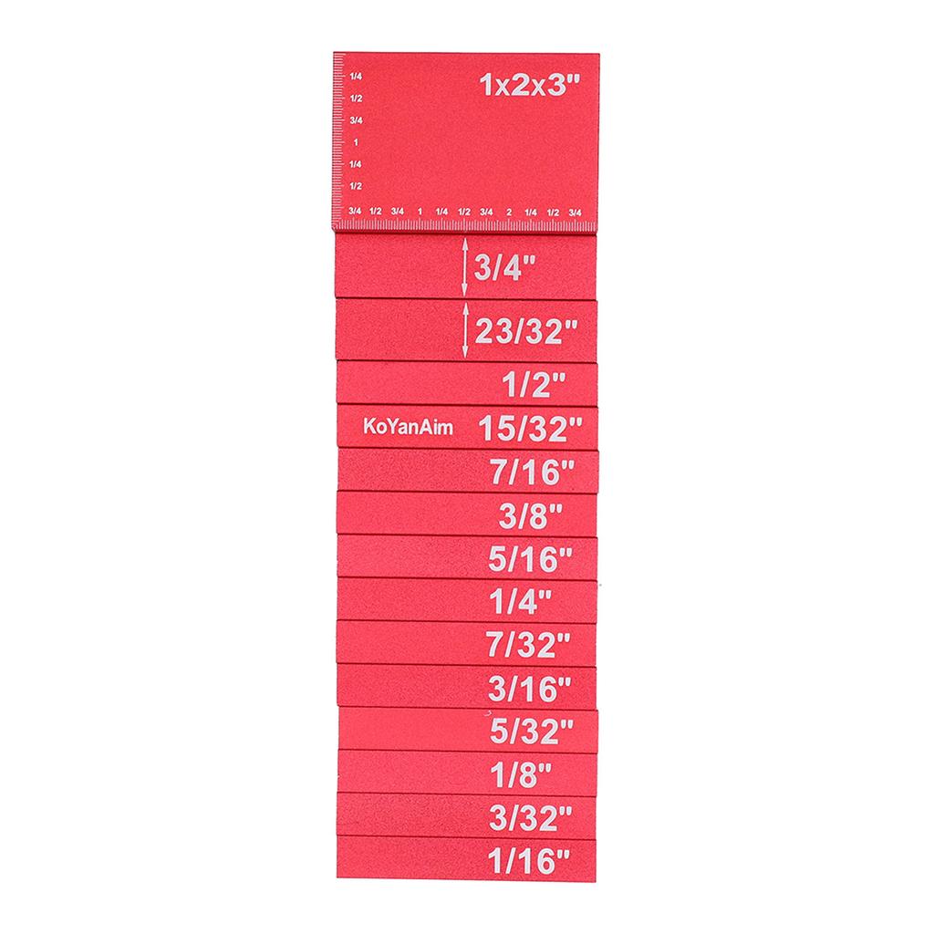 15pcs Setup Blocks Engraved Size Aluminum Alloy High Strength Height Gauge Set for Woodworking