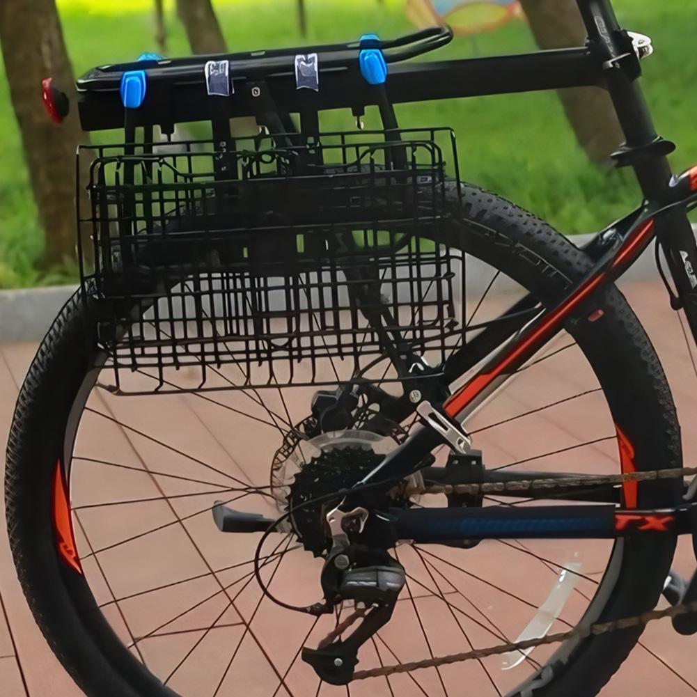 Metal Wire Ebike Basket Rust Proof Quick Release Frame Basket Non-Slip Fold-Up Bike Cargo Rack for Outdoor Cycling Travel Basket