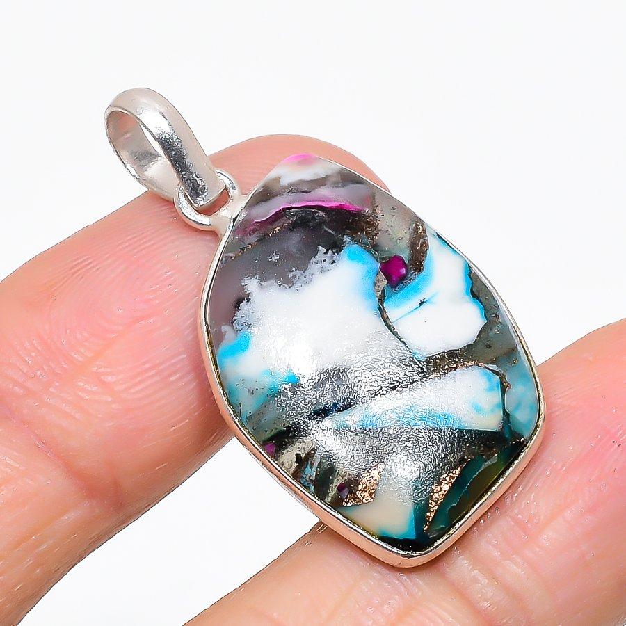 

Blue Dendritic Gemstone Handmade 925 Sterling Silver Jewelry Pendant 1.50 KJ-126