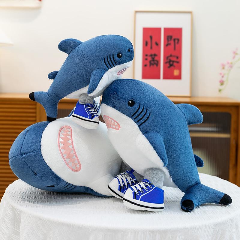 Shanhaijing shark doll wearing shoes shark plush toy tiger shark doll throw pillow rag doll