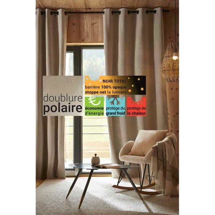 Set of 2 Soundproof and Thermal Blackout Curtains Lined with Fleece "Bjorn" 100% Opaque - Bjorn Pampa - 2 Blackout Panels + Fleece