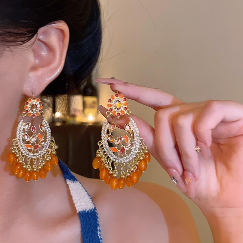 Серьги в богемном стиле для отпуска, женские ретро серьги-гвоздики в этническом стиле, взрывные серьги 2025