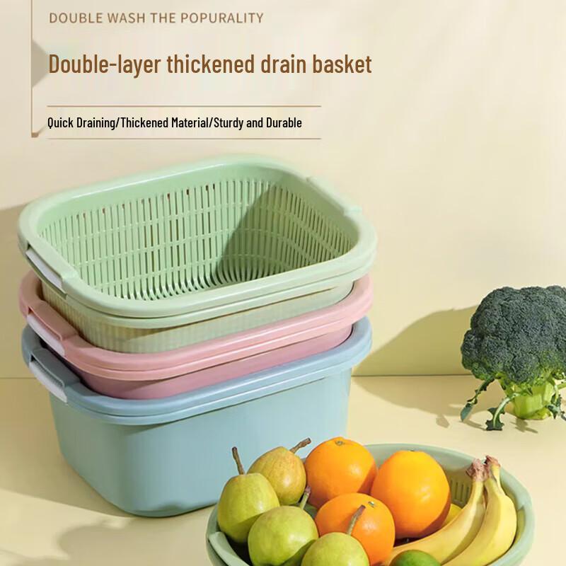 Double-Layer Fruit & Vegetable Washing Draining Basket