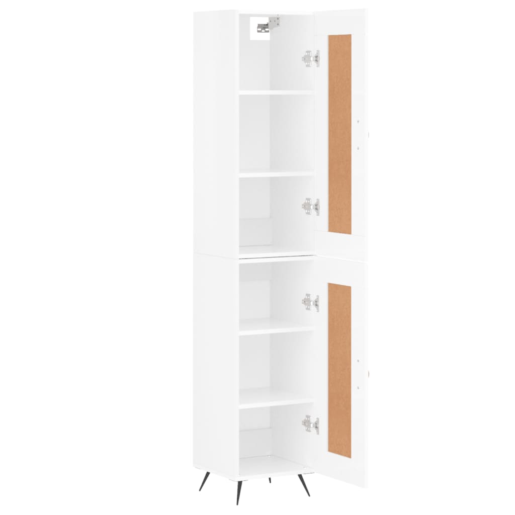 Highboard High Gloss White 34.5 X 34 X 180 Cm Particleboard