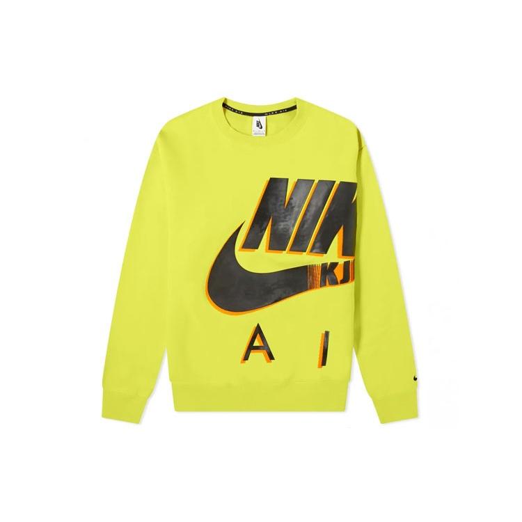 Nike Air x Kim Jones Crossover Logo Printing Fleece Round Neck Fluorescent Green Men s DD0692-344 S