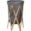 VidaXL Foldable Laundry Basket Grey Wood and Fabric