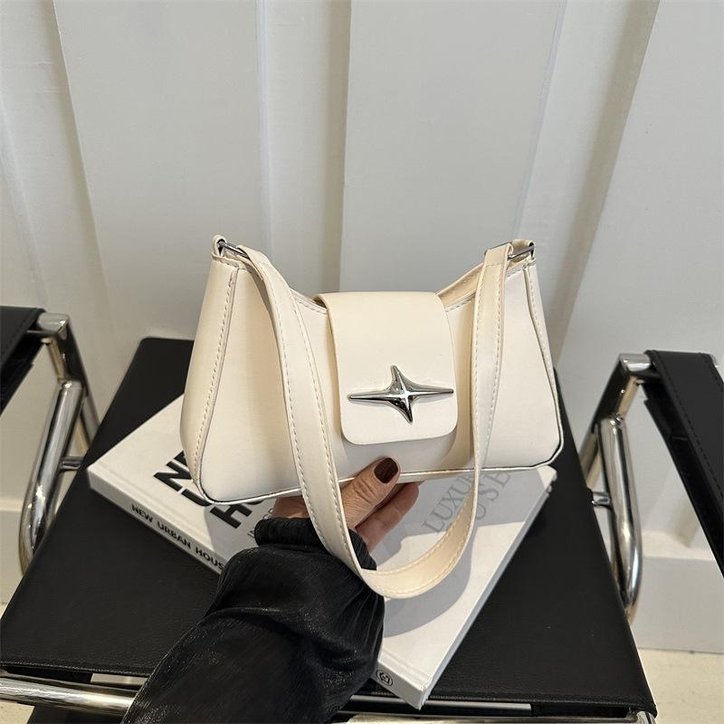 

Європейська та американська проста ретро сумка з високою текстурою жіноча сумка 2024 весна нова ніша суцільна одноколірна сумка під пахвами жіноча сумка off білий колір