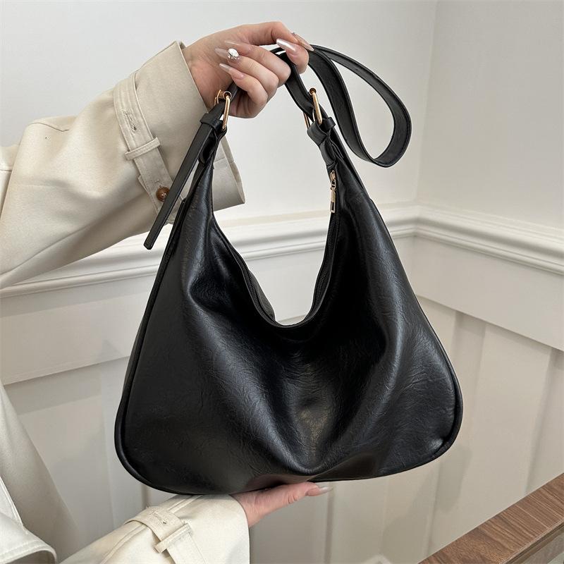 Korean Style Faux Leather Shoulder Bag for Women Trendy Minimalist Crossbody Tote Handbag CLE