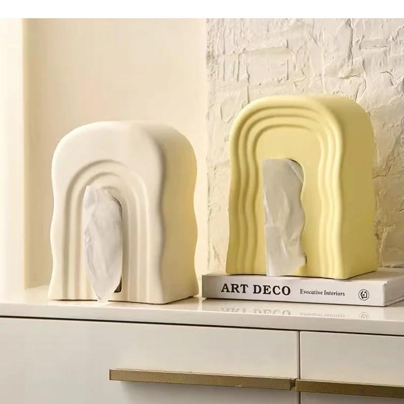 Wave Arched Ceramic Tissue Box Household Tea Table Napkin Paper Removable Home Decoration Accessories
