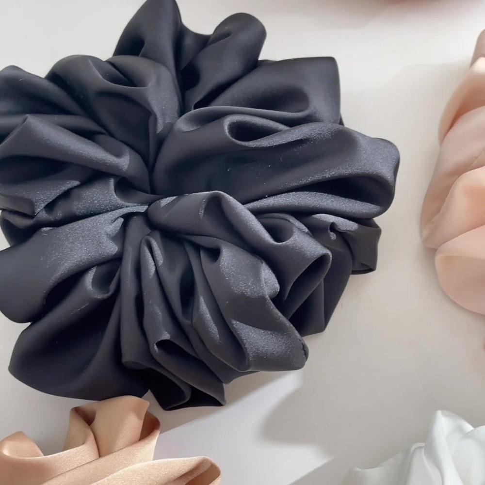 Fabric Pleated Large Intestine Hair Band Solid Color Retro Satin Versatile Ponytail Headpiece