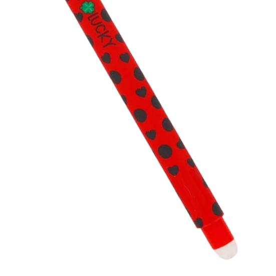 Penna Gel Cancellabile con Gomma Riutilizzabile Design Carino Coccinella Portafortuna Penna Scrittura Fluida Penna Cancellazione Pulita per Scuola Ufficio