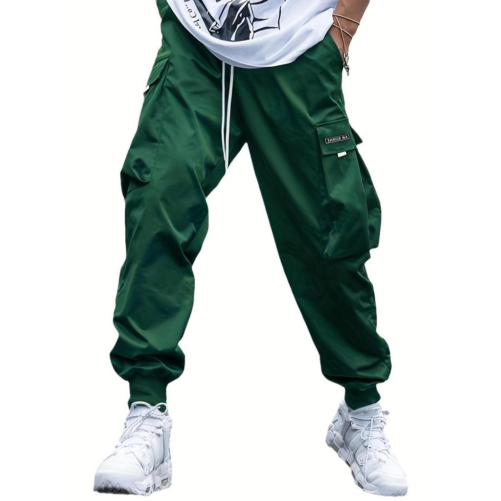 Men's Casual Jogging Cargo Pants Solid Drawstring Sports Pants WIth Pockets Men Trousers Streetwear Hip-Hop Halen Pants
