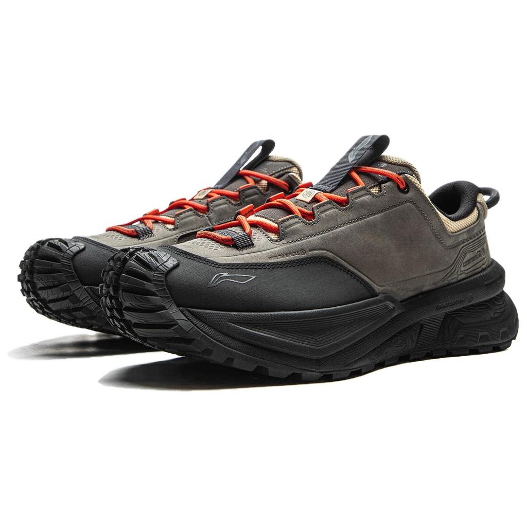 Li Ning Outdoor CF Tracing Waterproof Support Low Top Hiking Shoes Unisex Gray Black AHTV037-3