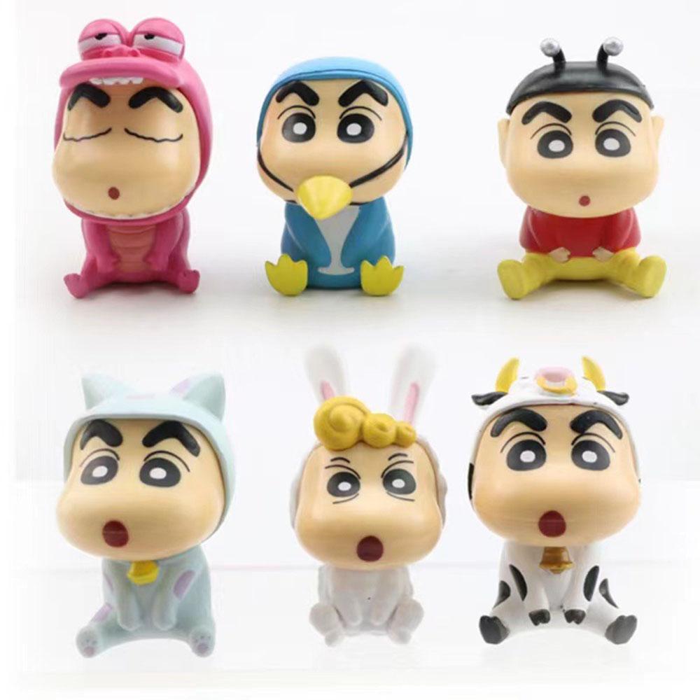 

6 шт./компл., карандаш Шин Чан, экшн-фигурка, мультяшные японские фигурки Kawaii, коллекционные предметы, периферийные игрушки из фильмов, подарки для детей 6pcs