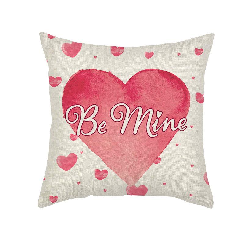 Valentine's Day Linen Pillow Cover Pink Love Home Car Sofa Bedroom Pillow Cover