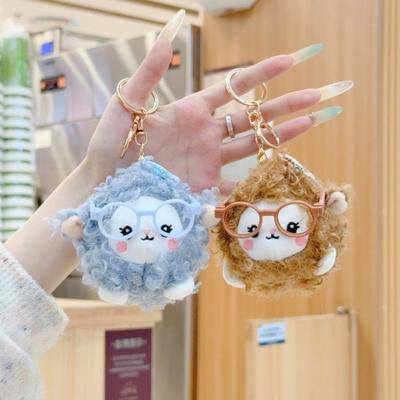 Soft Sheep Keychain Doll Short Velvet Sheep Keychain New Bag Pendant  Backpack Accessories