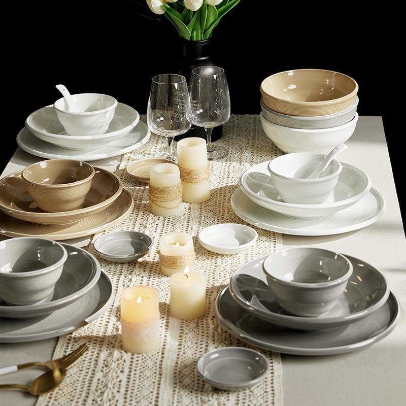Elegant Chinese Ceramic Tableware Set: Modern Bowls and Dishes for Housewarming Gift