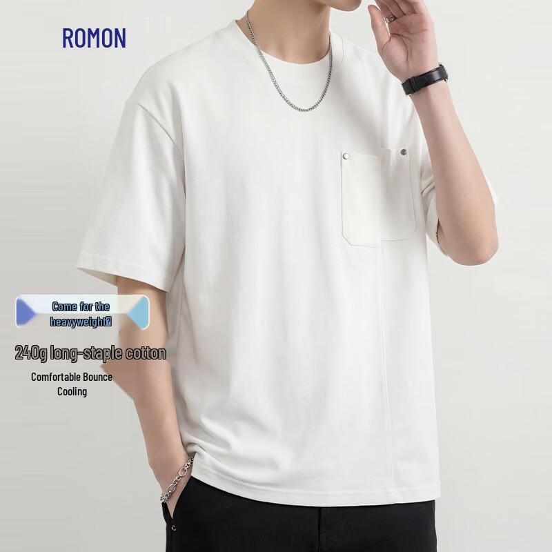 Luomeng Herren Rundhals-T-Shirt aus langstapeliger Baumwolle