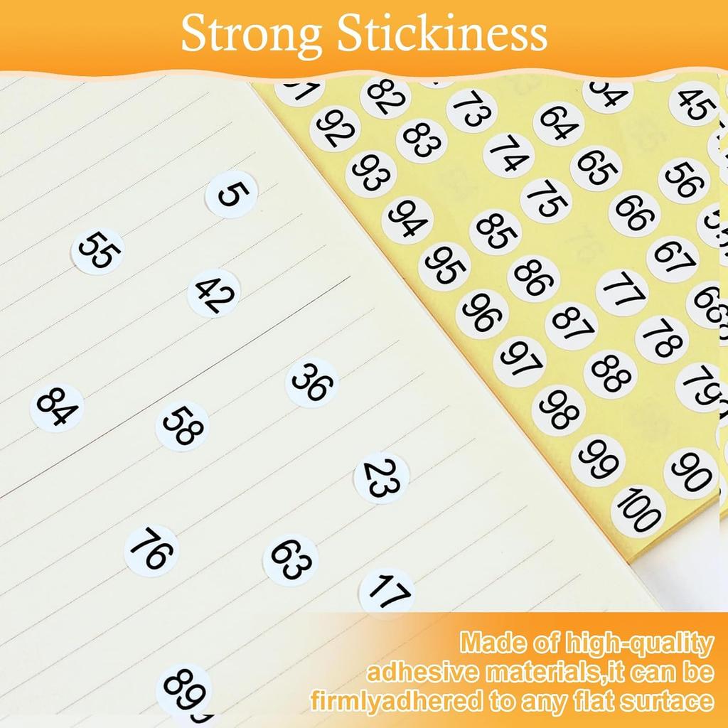 7500 Pcs 1-500 Round Number Stickers Labels, 15 Sets Self-Adhesive Round Labels, 0.4 Inch Consecutive Small Number Decals Inventory Stickers for