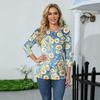 Women's Casual 3/4 Sleeve Floral Print Round Neck Top Lightweight Comfortable Fit Soft Fabric Blouse for Everyday Wear