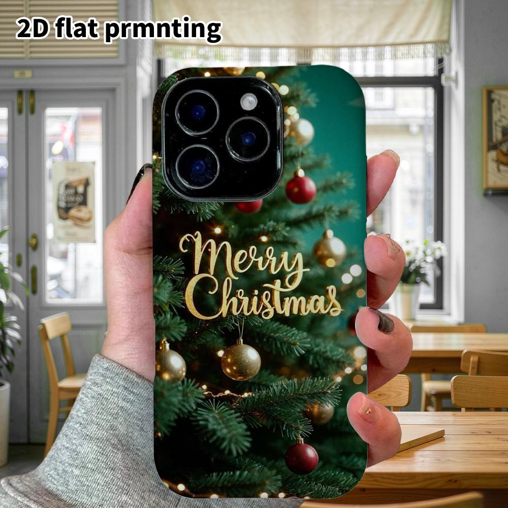 Phone Case: 2D Flat Design Suitable for iPhone 18, 17, 16, 15, 14, 13 Pro Film Protective Case, Couple Style, Vintage Green Tone, Christmas and Hallow