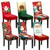 Non Slip Christmas Dining Room Chair Covers Stretchy Washable Xmas Printed Chair Slipcover Protector for Holiday Party Decor