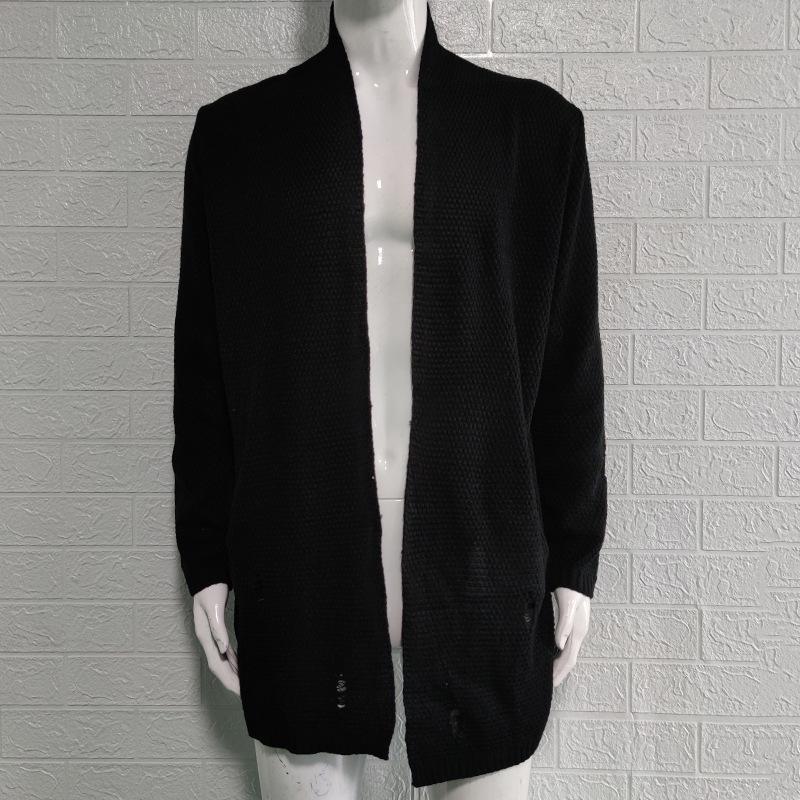 Мужской вязаный кардиган средней длины Осень-Зима - Свитер в европейском и американском мускулистом стиле S