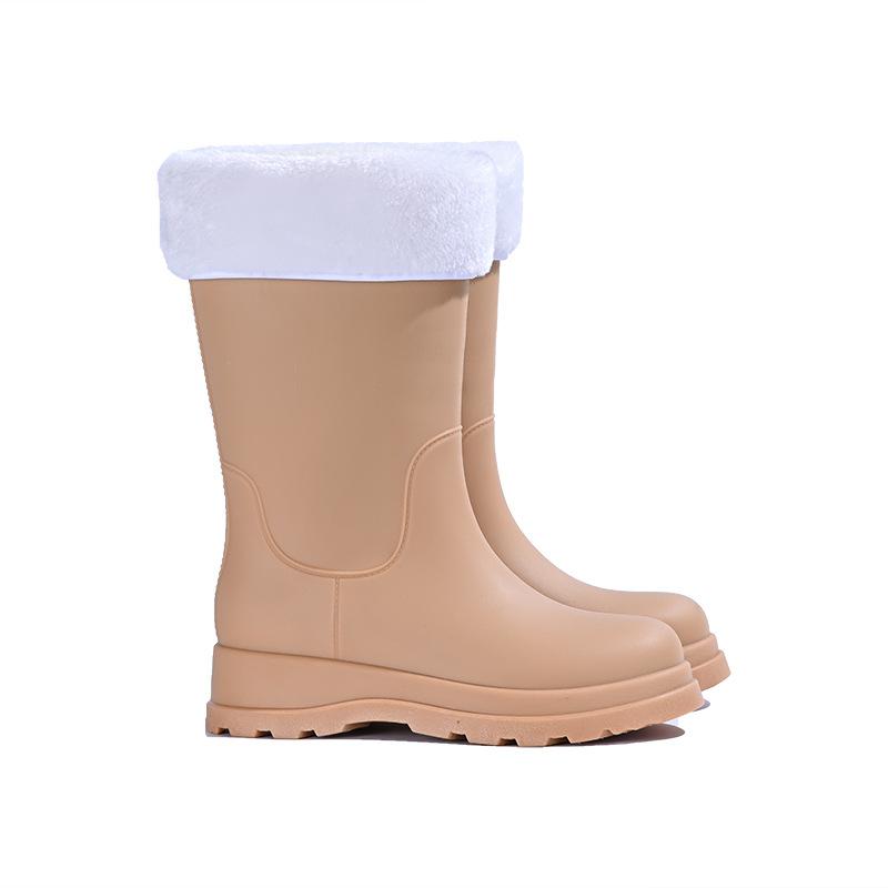 Fashion classic rain shoes women's high rain boots rainy day outdoor travel thickened non-slip waterproof shoes women's rubber shoes British boots