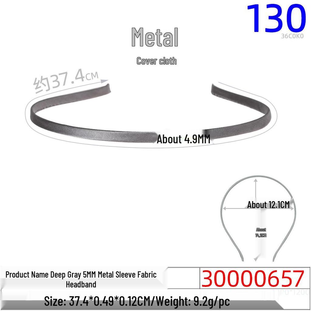 Children's 5mm Rainbow Fabric-Covered Metal Headband for DIY Jewelry