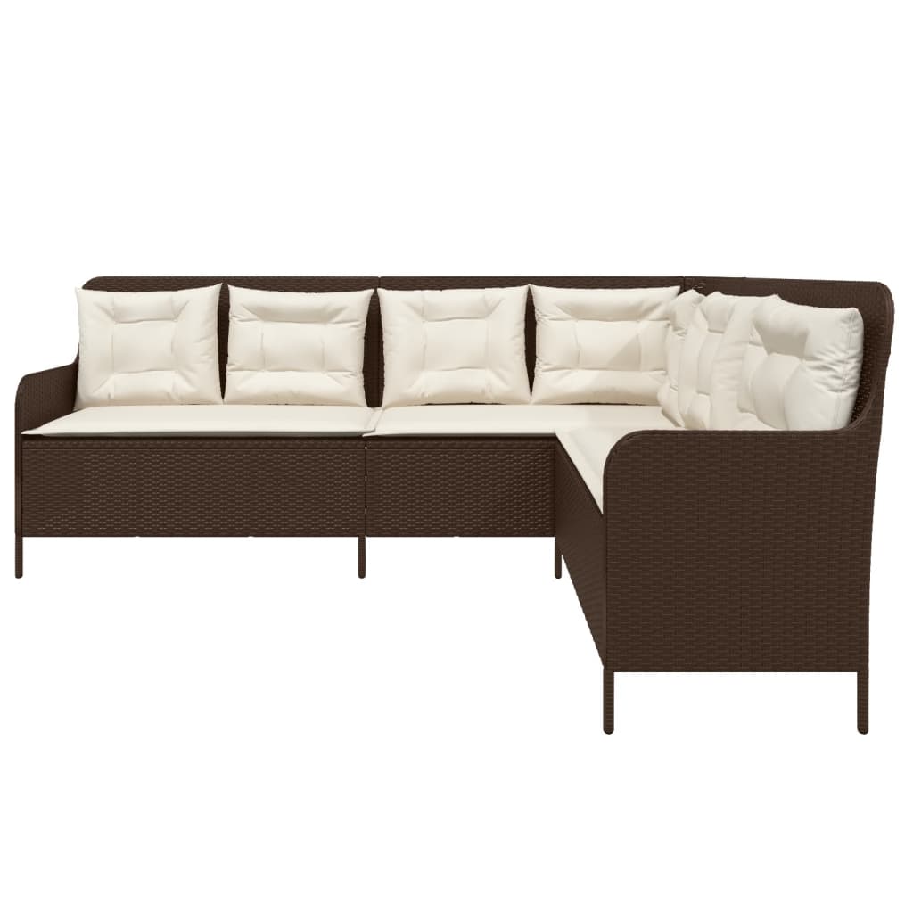 Vidaxl Narożna Sofa Ogrodowa Z Poduszkami, Brązowa, Polirattan