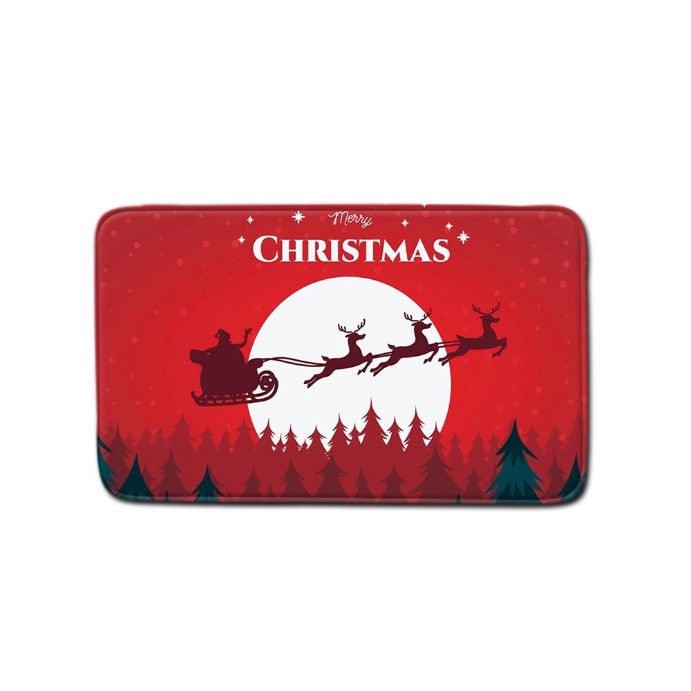 Christmas Bathroom Shower Curtain Toilet Floor Mat Four-Piece Bathroom Non-Slip Door Mat Kitchen Bedroom Absorbent Carpet