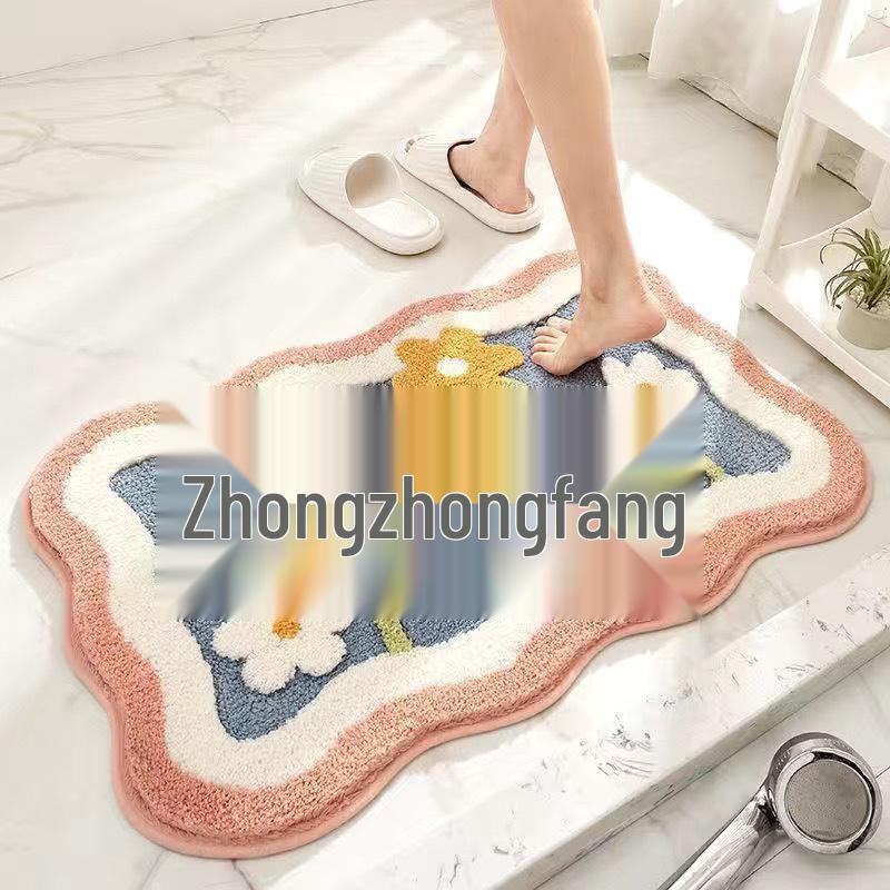 Cartoon Bathroom Toilet Faux Cashmere Floor Mat - Dirt-Resistant & Easy To Clean