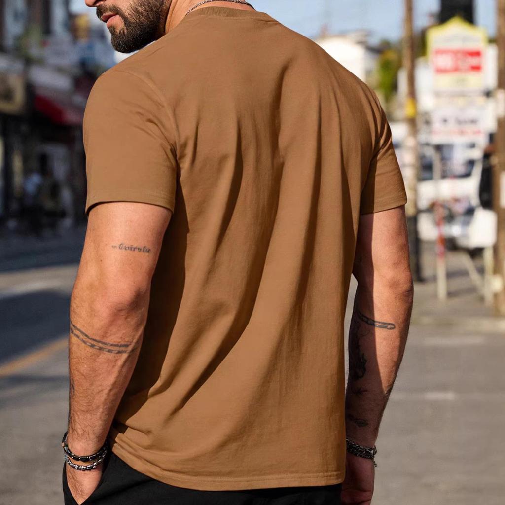 Solid Color Round Neck Pure Cotton Casual Sports Short Sleeve Top