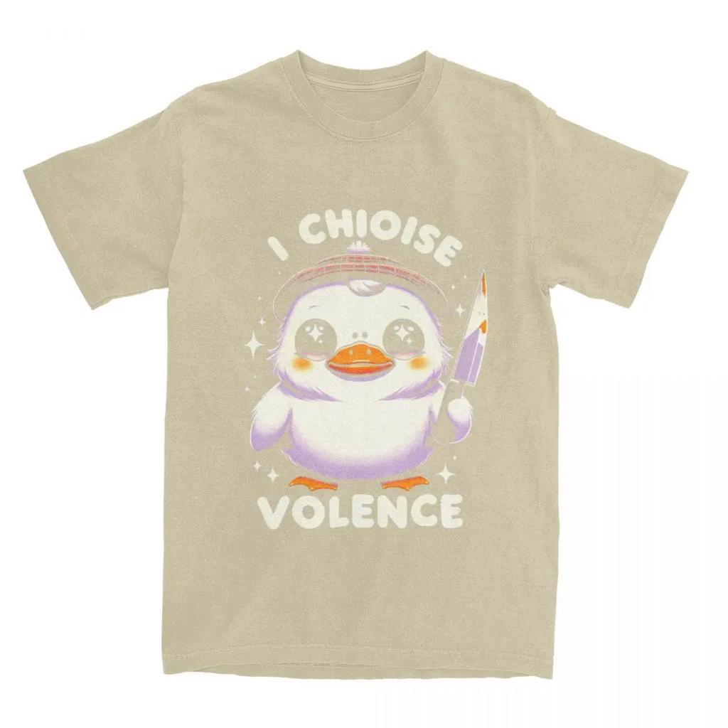 Ich wähle Gewalt Ente Humorvolles Meme Merch Shirt für Männer Frauen Lustig Messer Enten Liebhaber Geschenk Vintage Alle Jahreszeiten Stoff