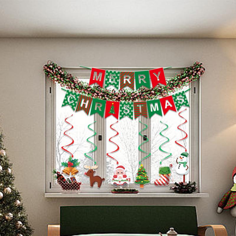 Merry Christmas Banner Indoor Christmas Hangable Door Decoration Merry Christmas Swirl Decoration Holiday Birthday Decoration