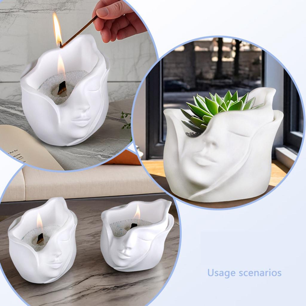 Resin Vase Mold Flower Vase Molds Silicone Flowerpot Mold Human Face Shape Ornament Molds for Hand-Making Flowerpot
